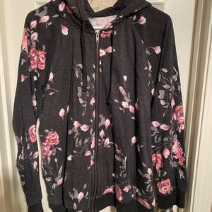 Floral Grey and Pink Women's Hoodie